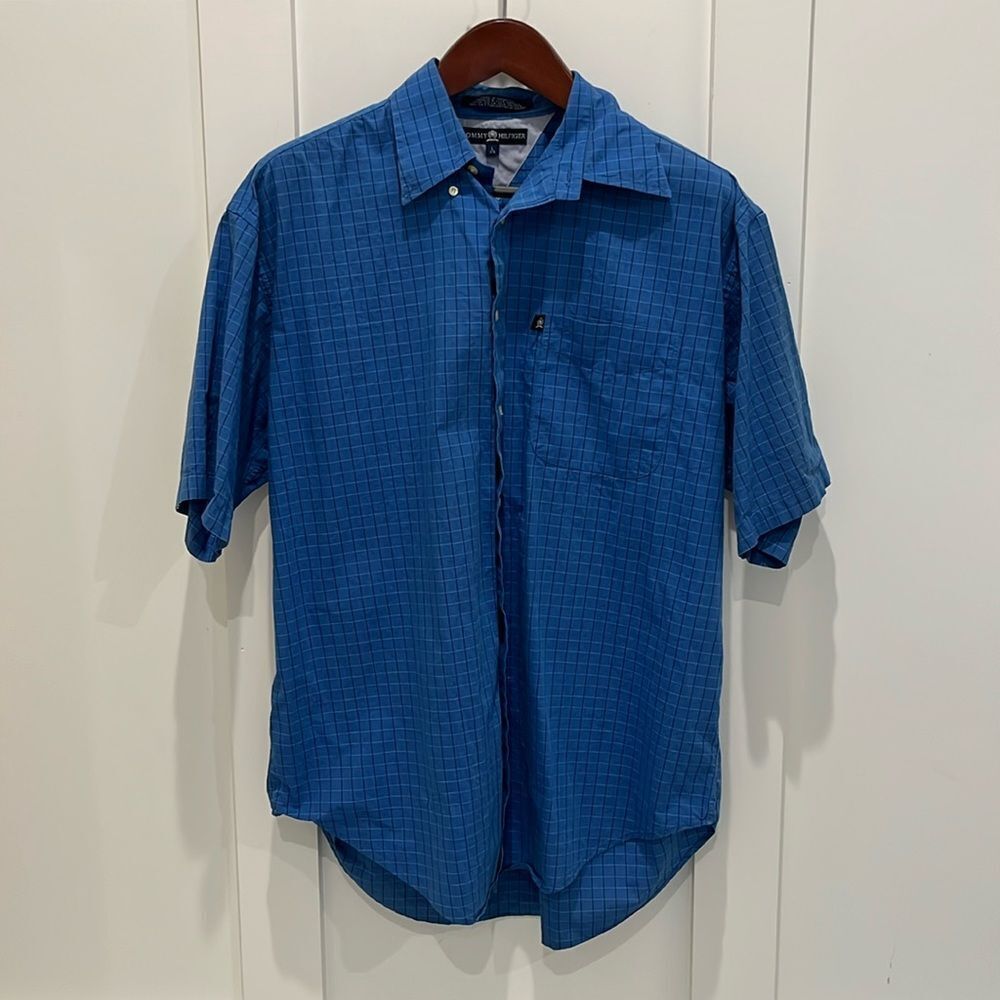 Tommy Hilfiger blue SS button front shirt